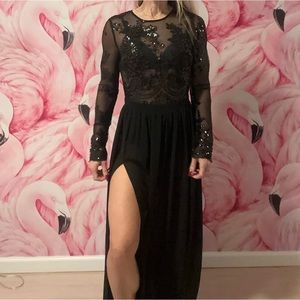 Handmade sheer black embellished dress